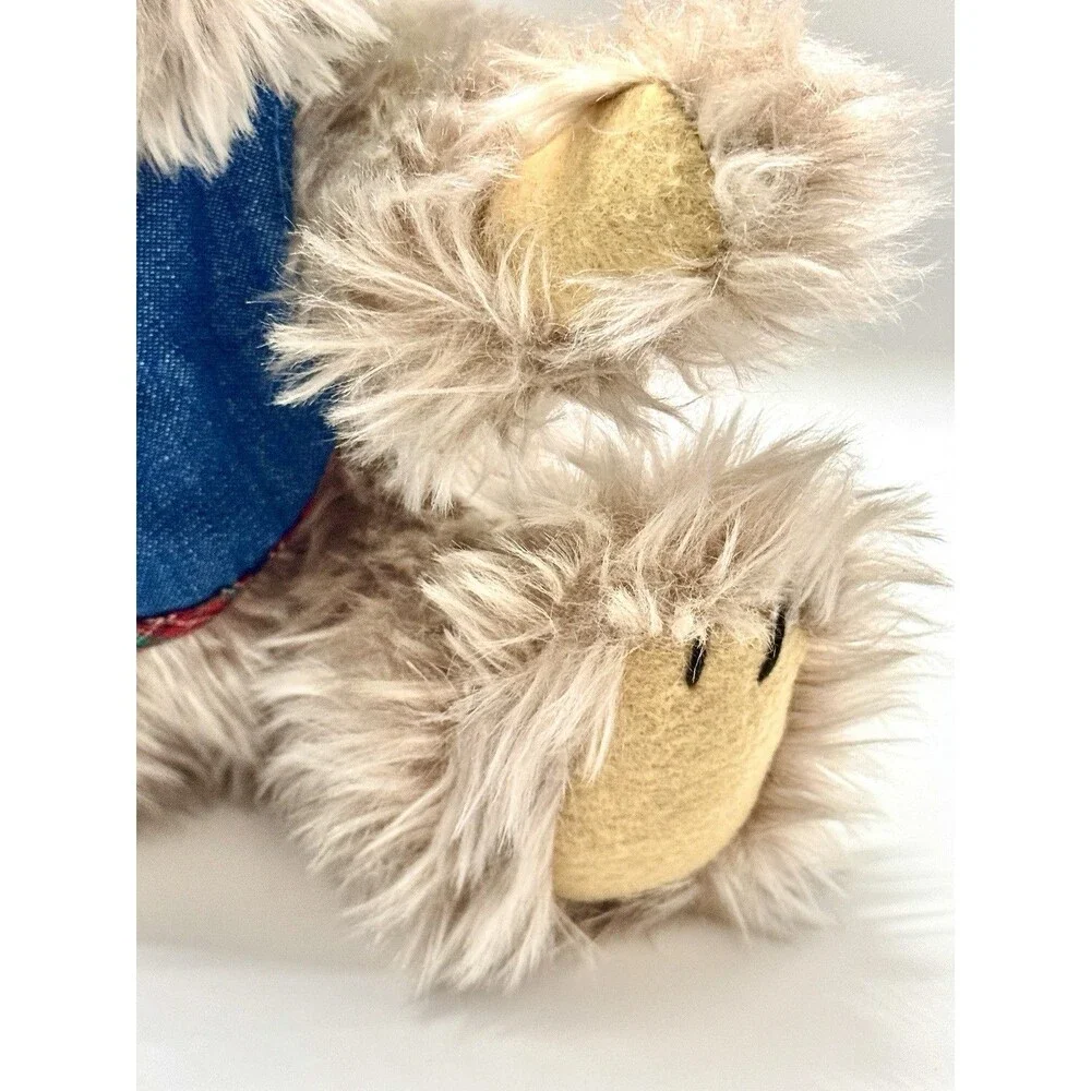 Pickford Bears Blossom The Brass Button Bear Sunflower Plaid Denim Vintage Plush
